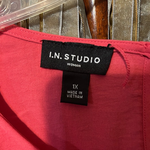 Women's Pink Blouse with Tie Front - Picture 2 of 5